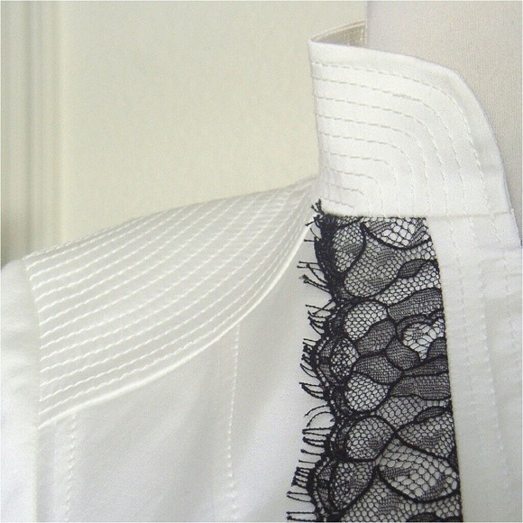 NWT DESIGNER MOTO BLAZER STAND COLLAR LINED OFF WITHE WOMENS … - Picture 4 of 12